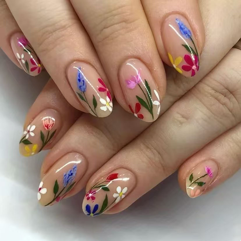 Nail Art Oval - 24 pçs simples amêndoa unhas dicas