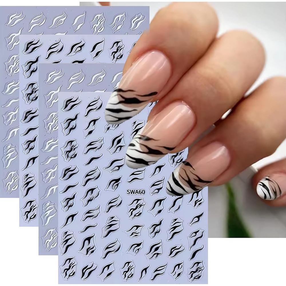 Nail Art Zebra Design - Adesivos de Unha 3D com Estampa
