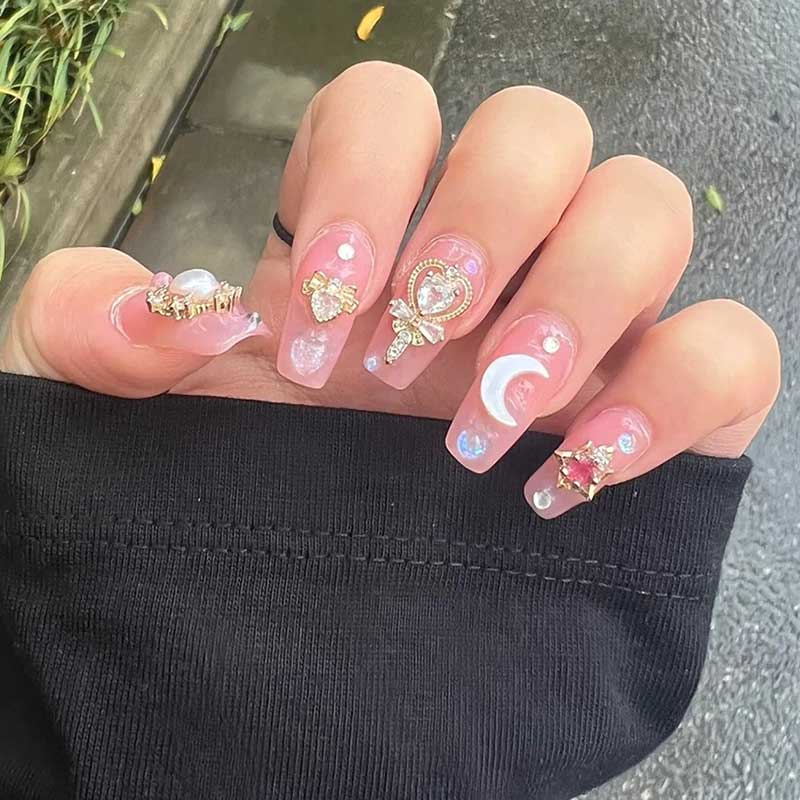24 pçs/caixa luxo rosa longo c - Nail Art Maroon avaliação e preço