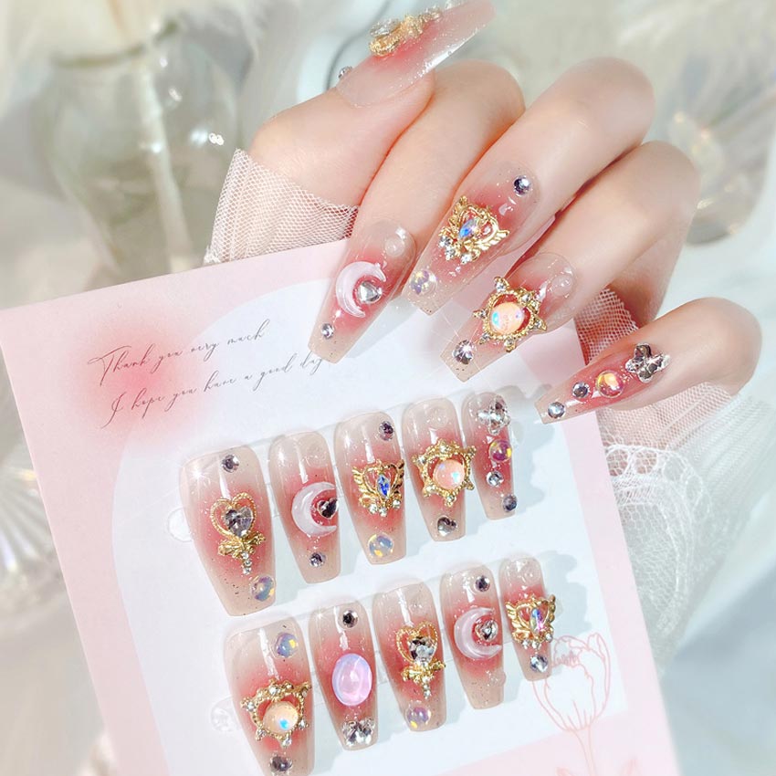 24 pçs/caixa luxo rosa longo c - Nail Art Maroon avaliação e preço