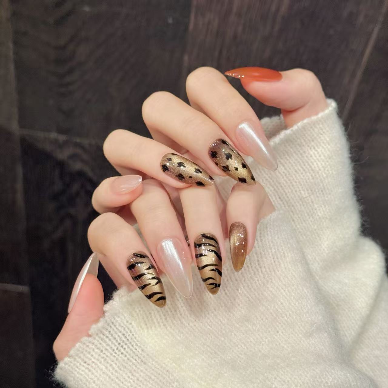 10 pçs artesanal amêndoa impre - Nail Art Zebra Design avaliação e preço