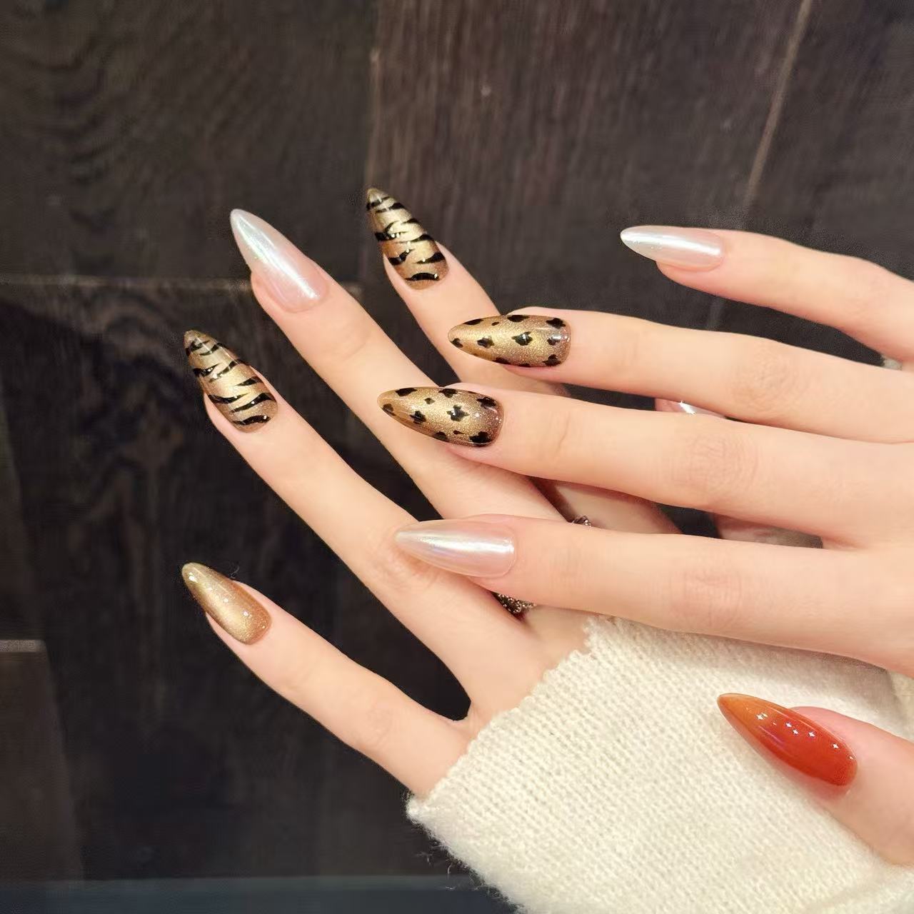 10 pçs artesanal amêndoa impre - Nail Art Zebra Design avaliação e preço