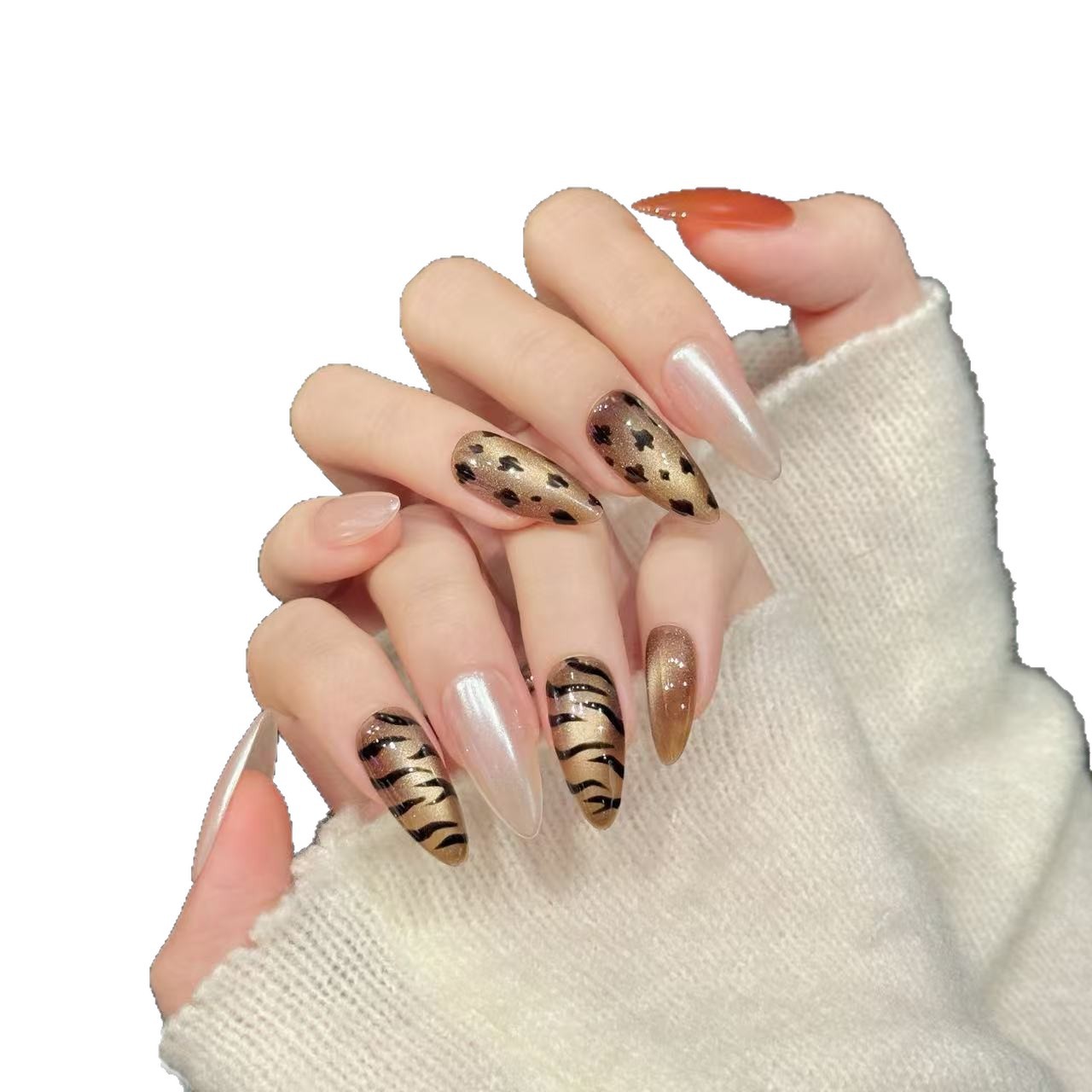 10 pçs artesanal amêndoa impre - Nail Art Zebra Design avaliação e preço