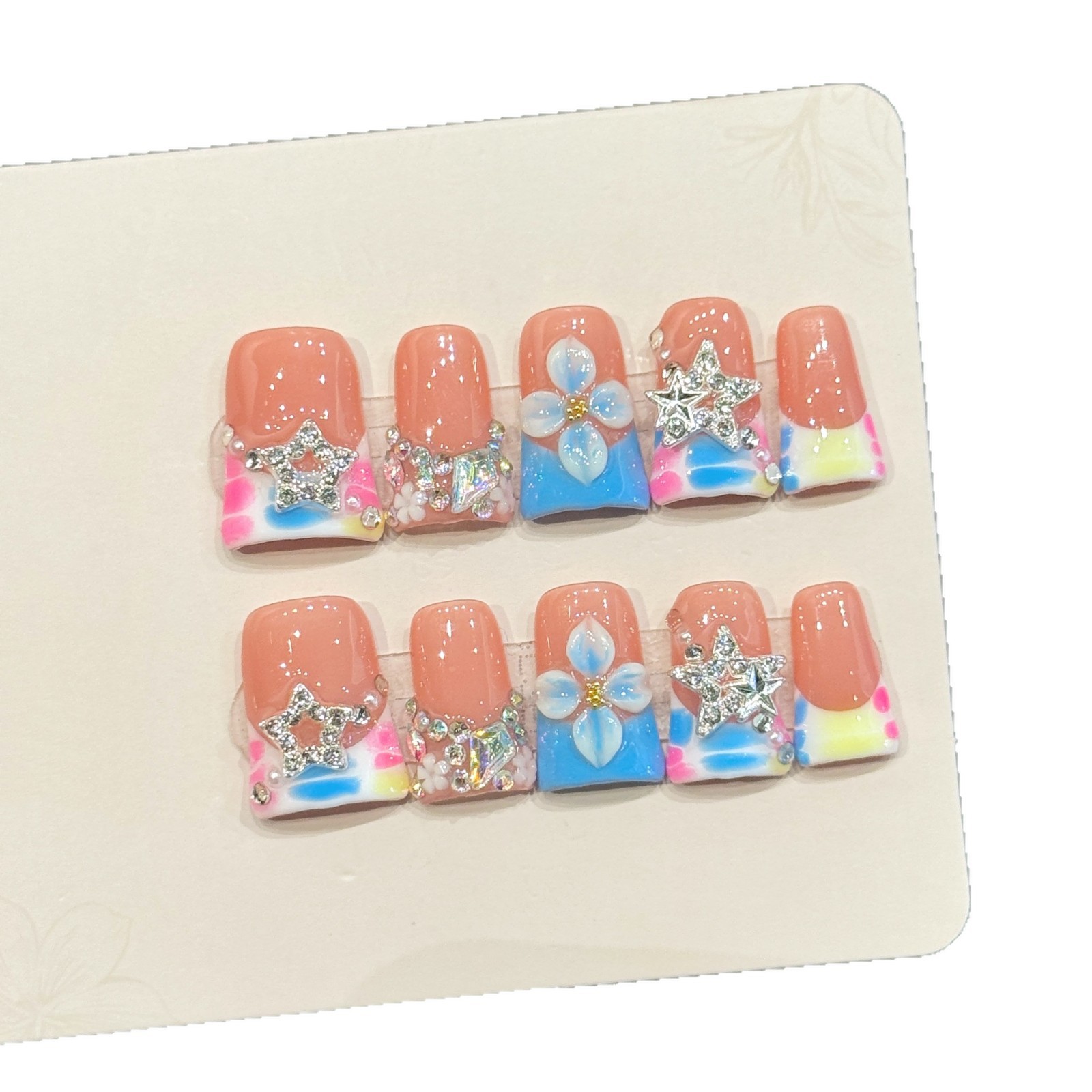 10 peças de luxo artesanal imp - Nail Adhesive Tab avaliação e preço