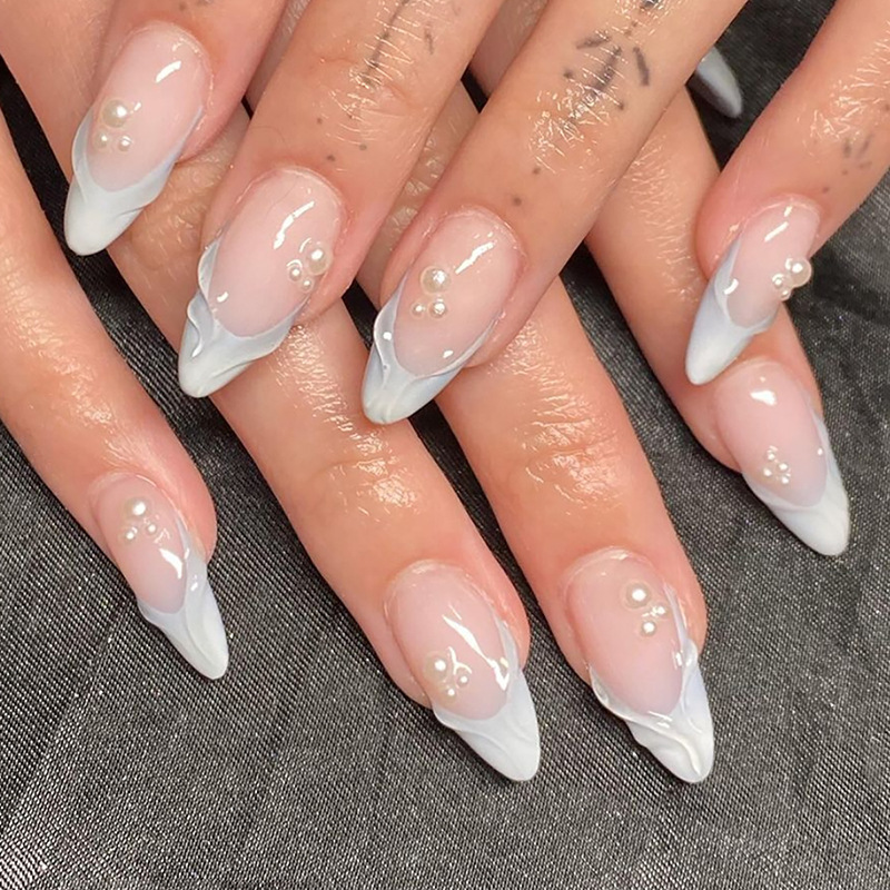 24 pçs simples verde francês u - Nail Art Oval avaliação e preço