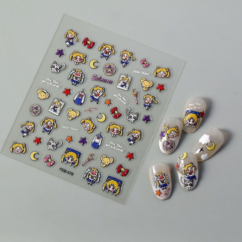 Novos Adesivos de Anime Sailor - Nail Art Maroon avaliação e preço