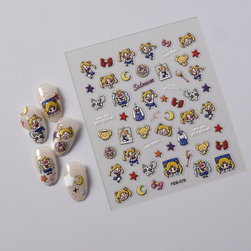 Novos Adesivos de Anime Sailor - Nail Art Maroon avaliação e preço
