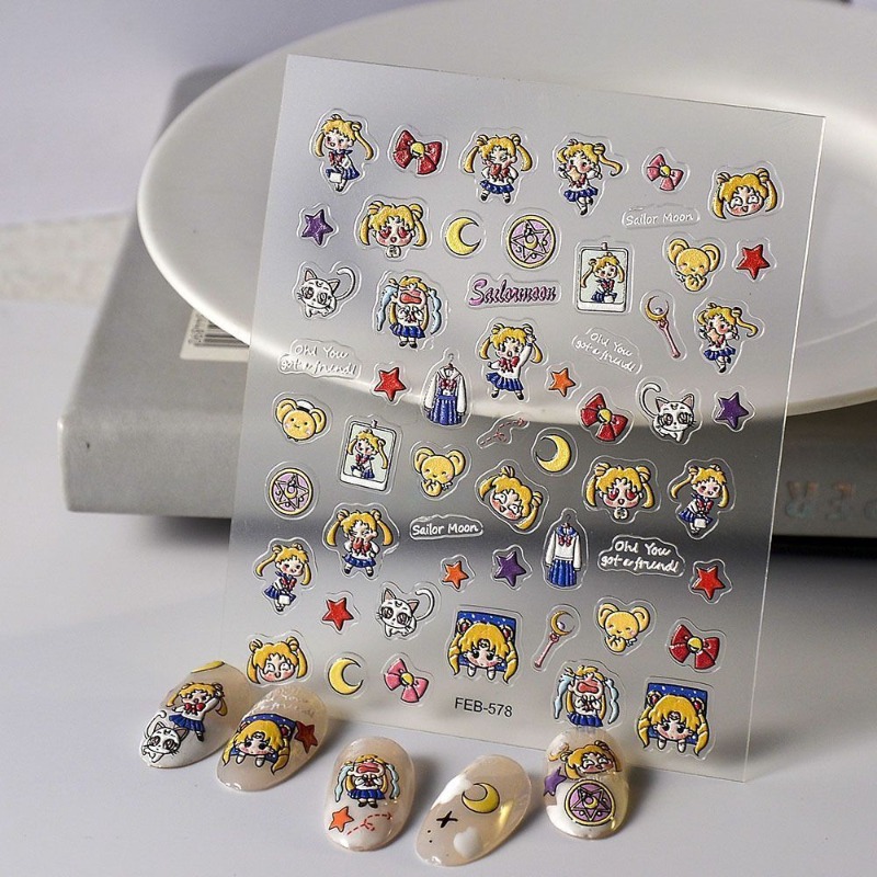 Novos Adesivos de Anime Sailor - Nail Art Maroon avaliação e preço