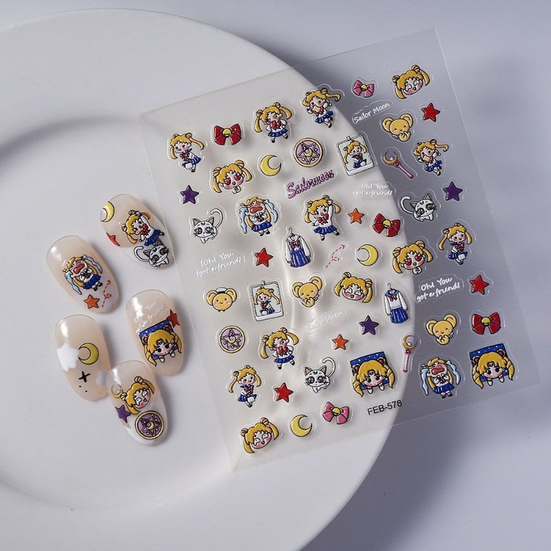 Novos Adesivos de Anime Sailor - Nail Art Maroon avaliação e preço