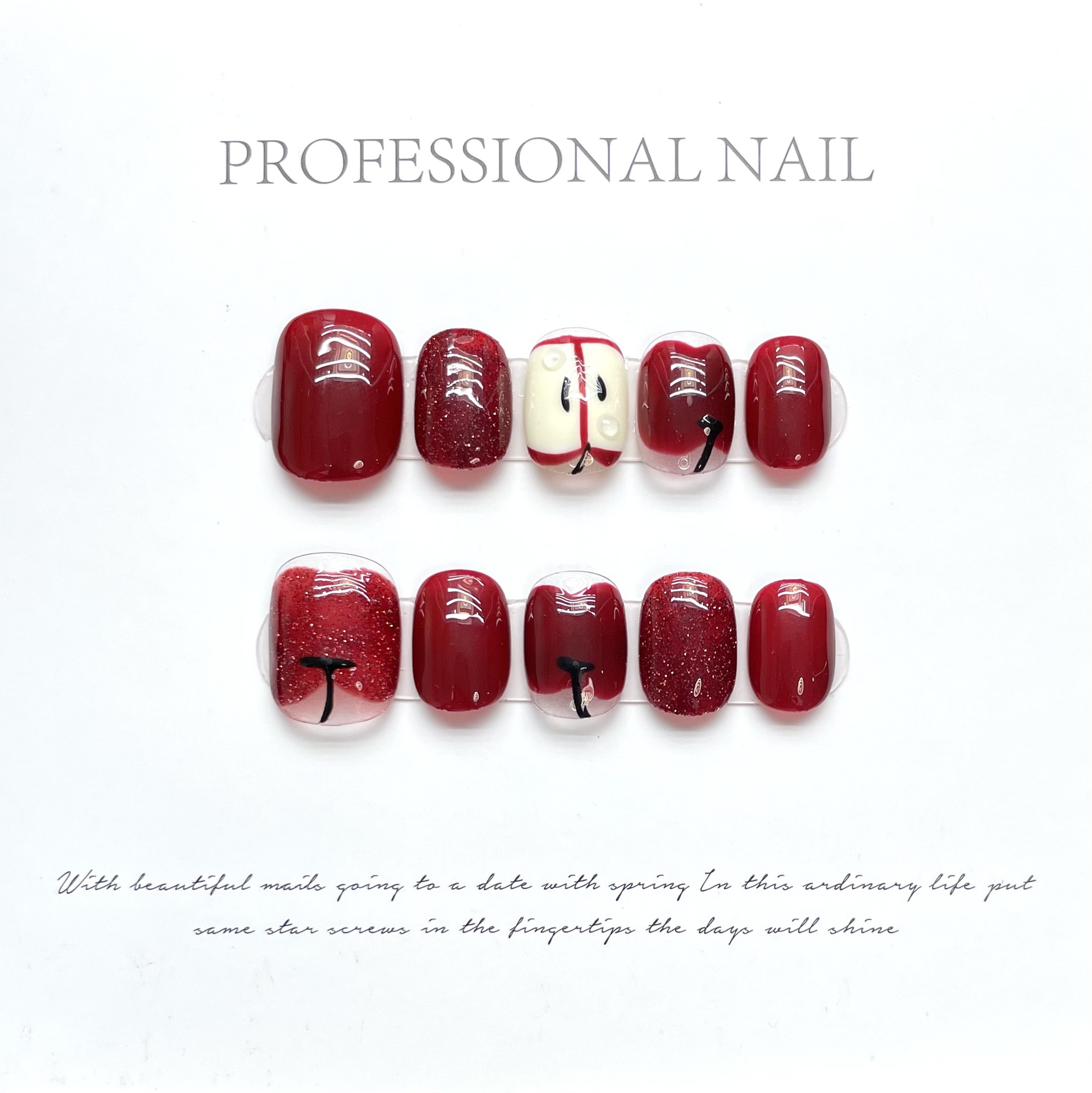 10 pçs de luxo artesanal impre - Nail Adhesive Tab avaliação e preço