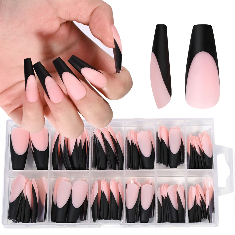120pc preto francês gel dicas  - Nail Art Natural avaliação e preço