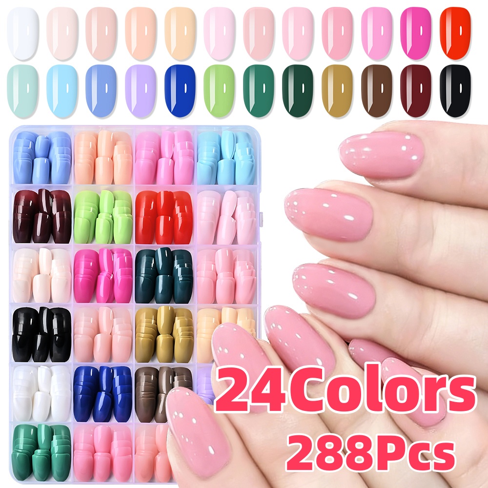 24 Cores (288 peças) Unhas Pos - Nail Art Oval avaliação e preço