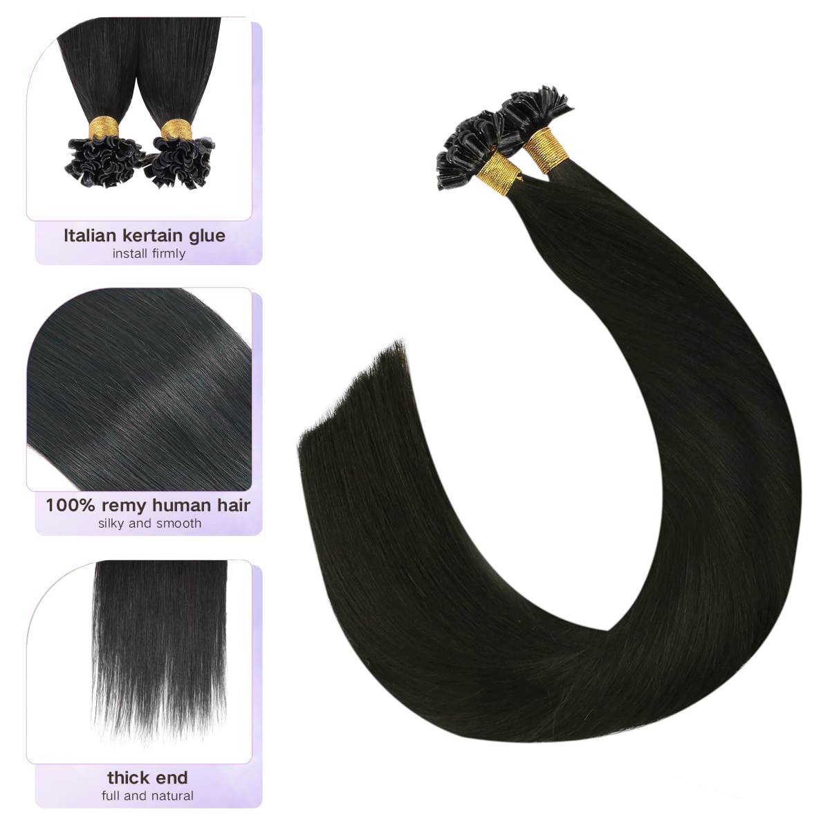 U ponta extensões de cabelo hu - Nail Art Natural avaliação e preço